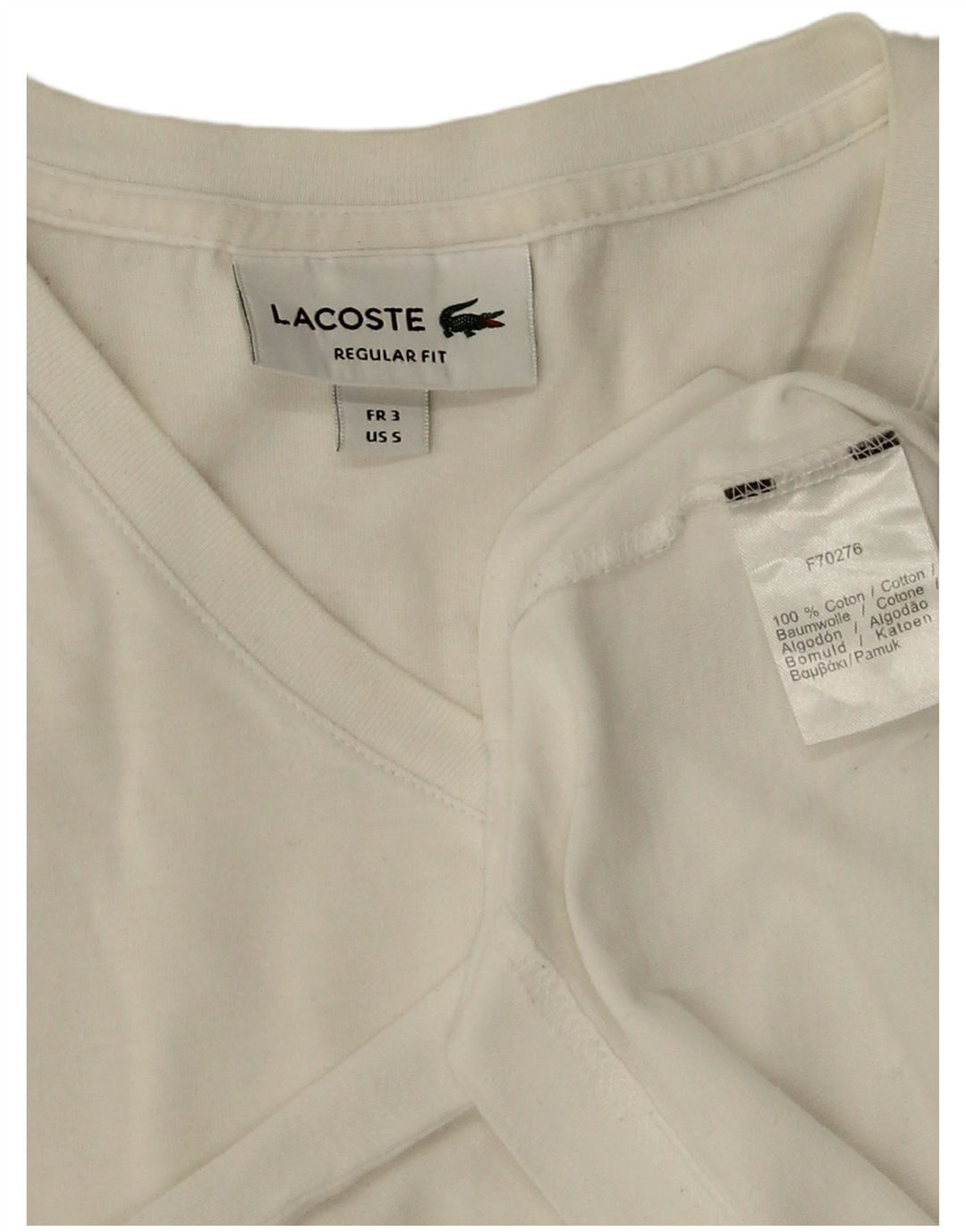 Мужская футболка стандартного кроя Lacoste, размер 3, маленькая, белый хлопок