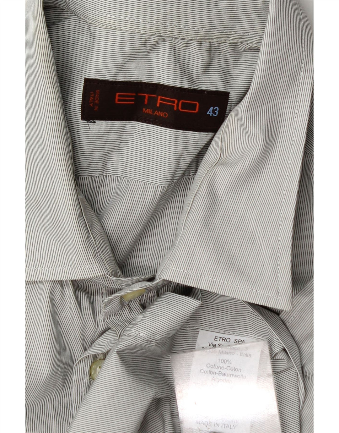 Мужская рубашка Etro, размер 43 XL, серая, хлопковая в тонкую полоску