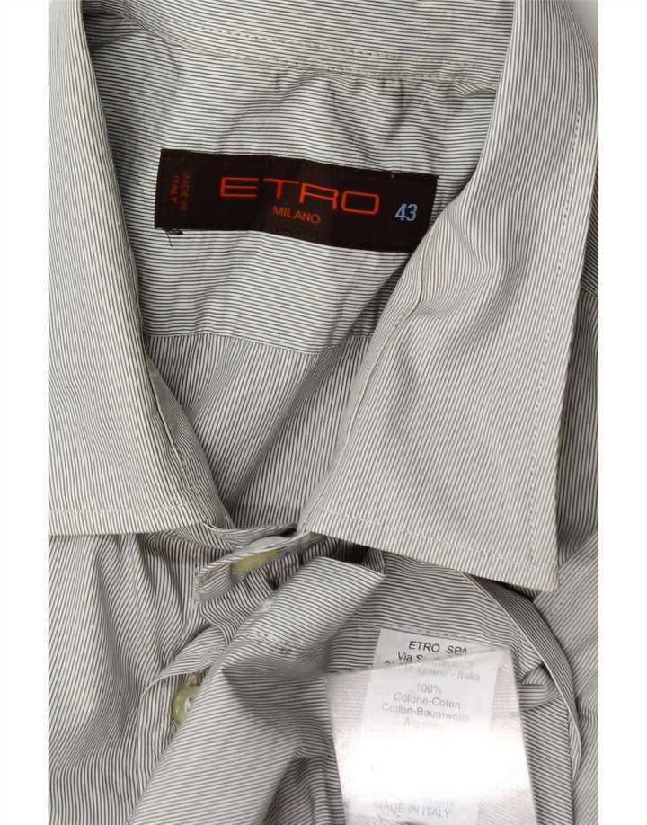 Мужская рубашка Etro, размер 43 XL, серая, хлопковая в тонкую полоску