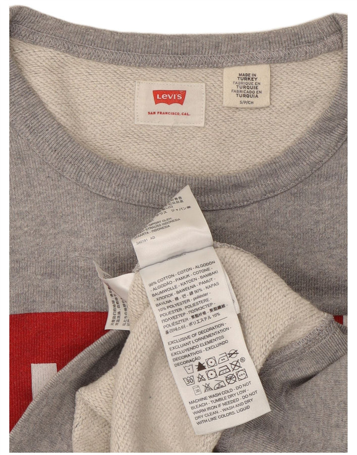 Мужской свитшот с рисунком Levi's, маленький серый хлопковый джемпер