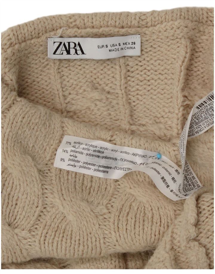 Женский джемпер с высоким воротником Zara UK 10, маленький бежевый