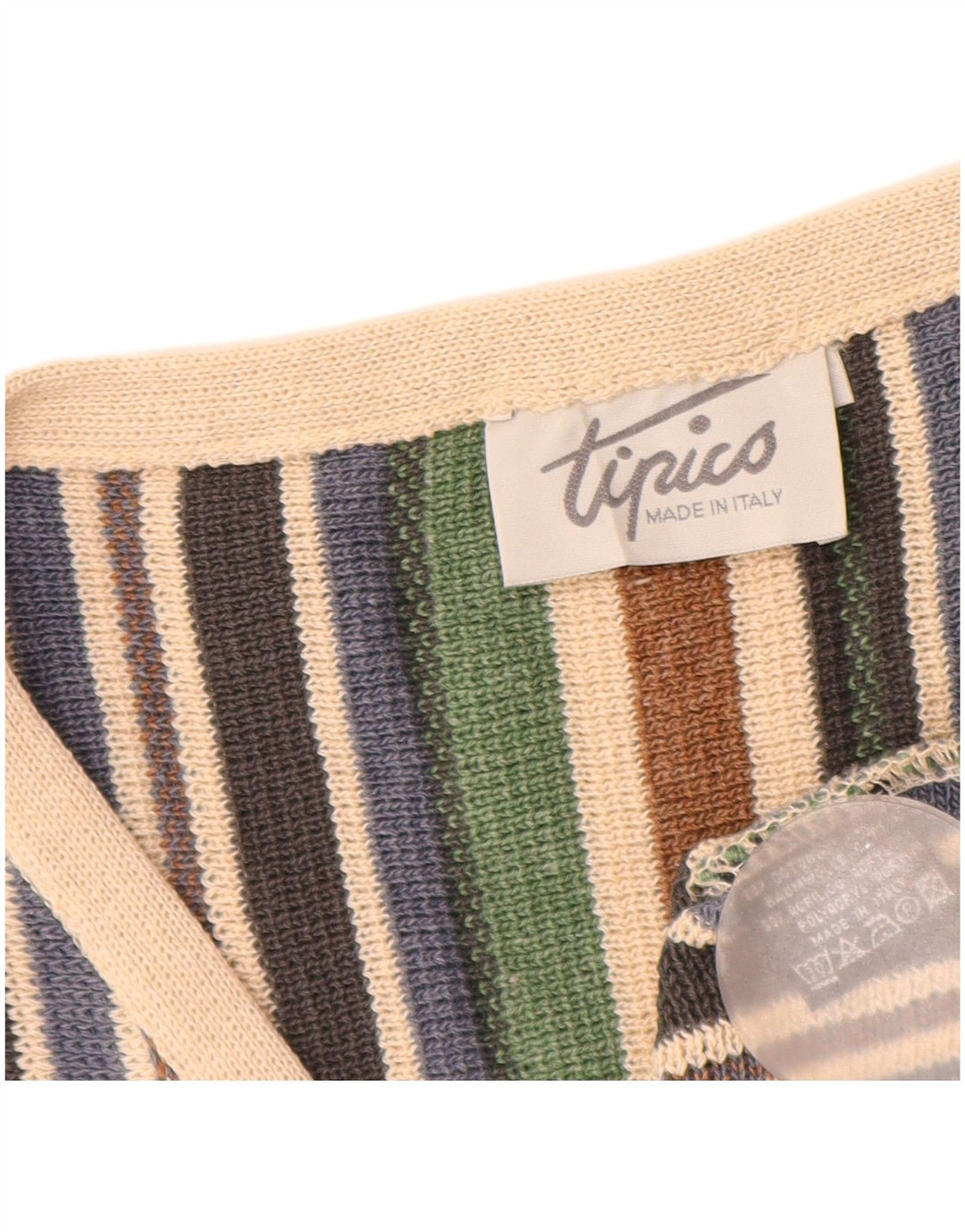 Винтажный мужской кардиган-свитер из хлопка в большую разноцветную полоску