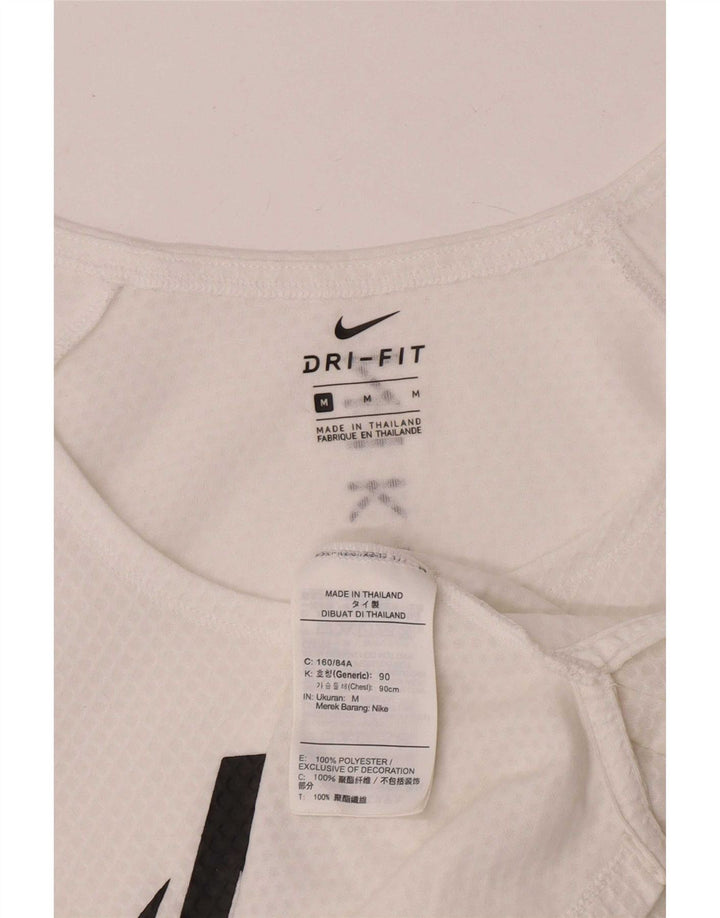 Женская футболка с рисунком Nike Dri Fit Top UK 14, средний цвет, белый полиэстер