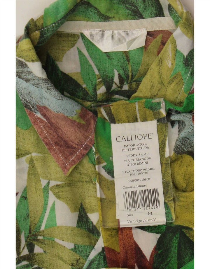 Calliope Мужская рубашка с коротким рукавом, хлопковая ткань среднего зеленого цвета с цветочным принтом