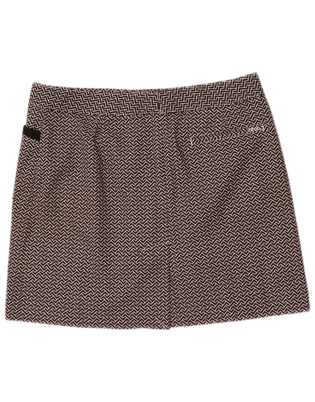Женская мини-юбка для гольфа Izod US 8, средний размер W32, черная, полиэстер с геометрическим рисунком
