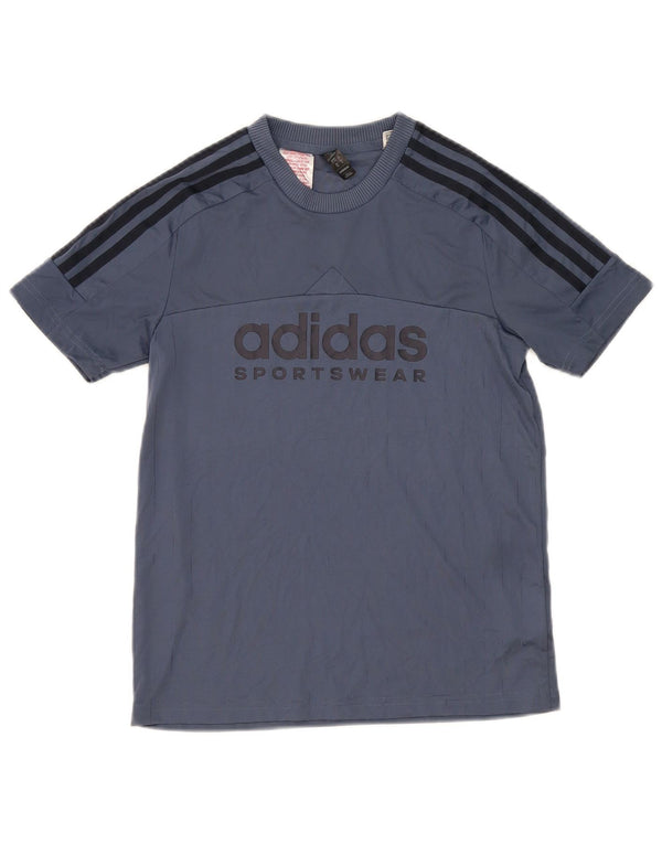 Футболка Adidas с рисунком для мальчиков, топ 11–12 лет, темно-синий, полиэстер