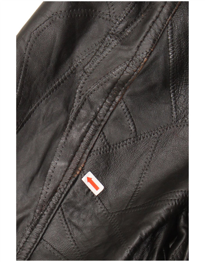 Мужская кожаная куртка VINTAGE UK 40, большая черная кожаная