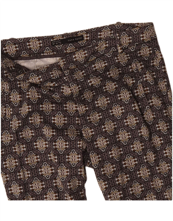 Женские узкие повседневные брюки ZARA EU 40 Medium W30 L27 Коричневые с геометрическим рисунком