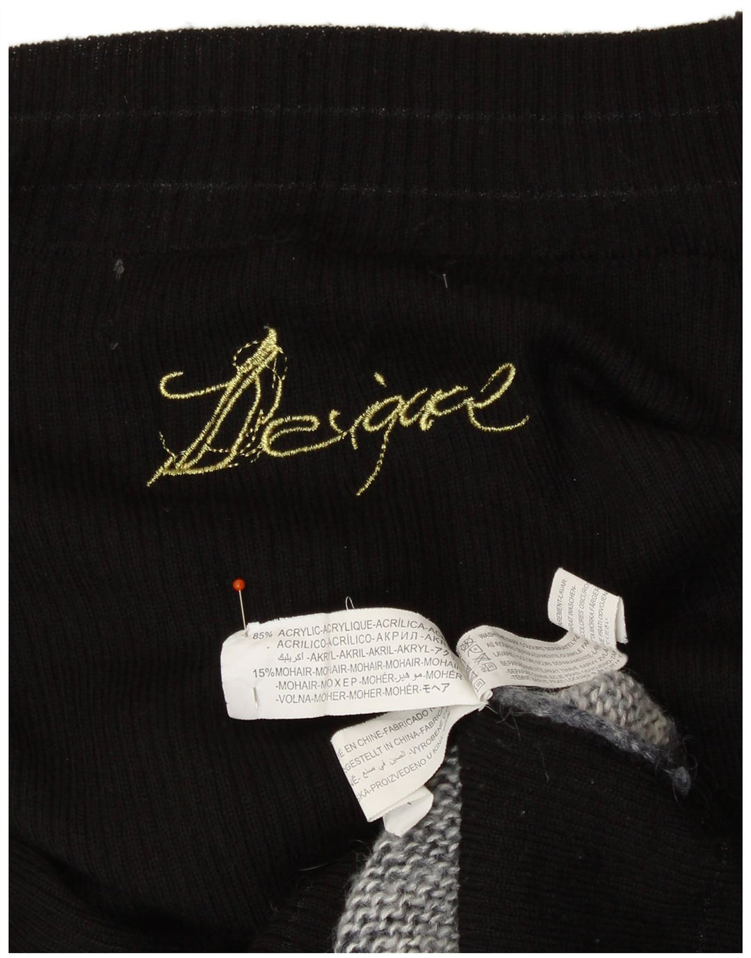 Женский джемпер с вырезом «лодочка» DESIGUAL UK 12, средний, черный, разноцветный