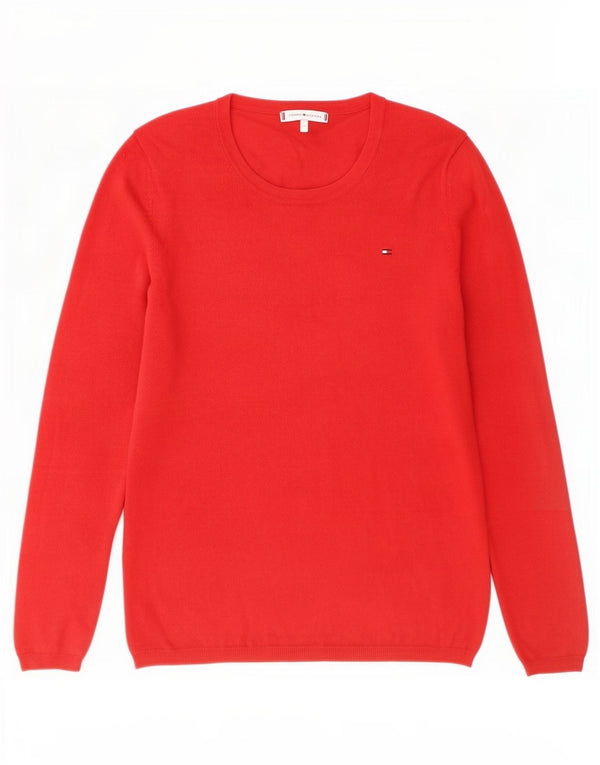 Женский джемпер с круглым вырезом Tommy Hilfiger UK 12, хлопковый средний красный цвет