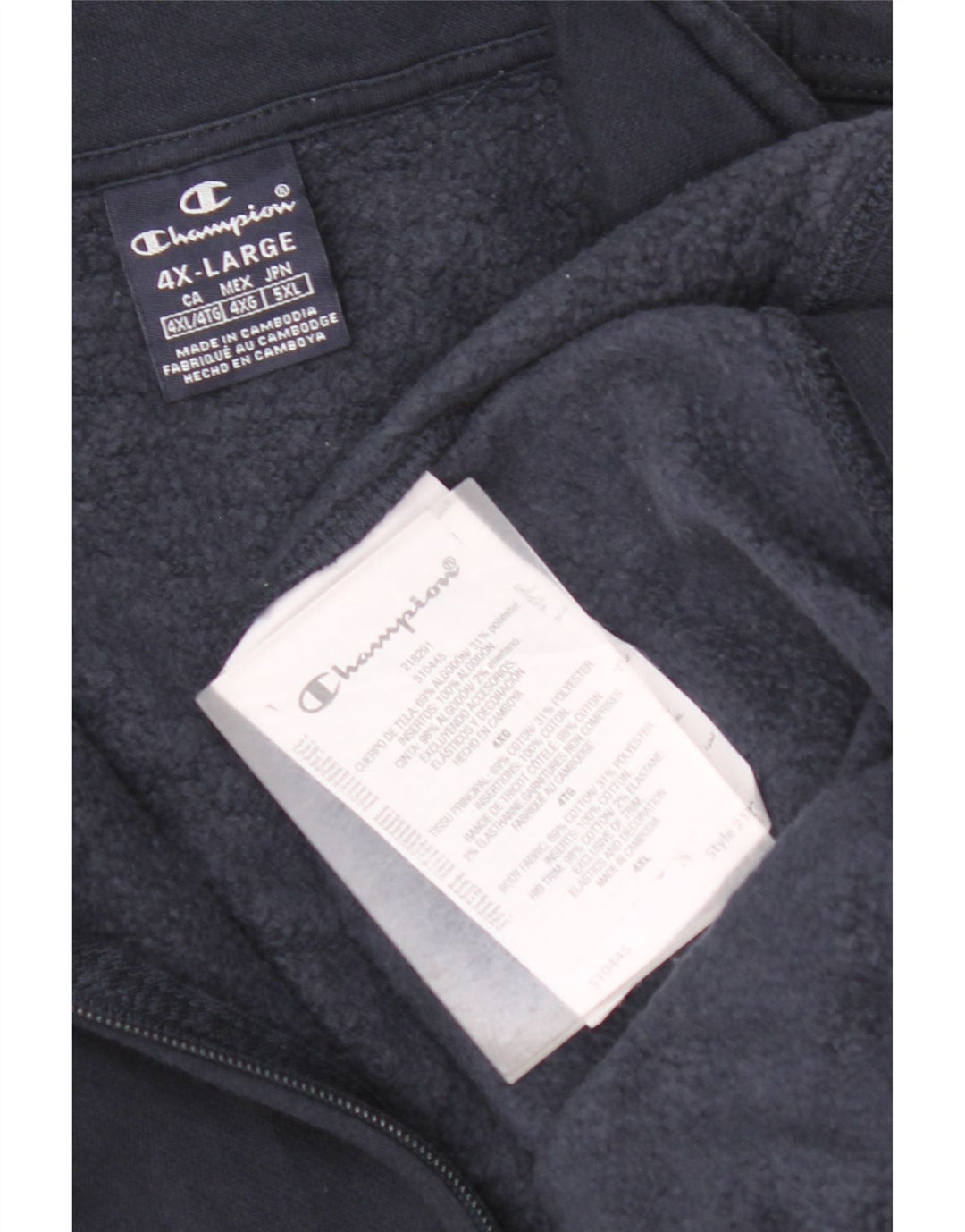 Мужской свитер CHAMPION на молнии с воротником 4XL, темно-синий, хлопок
