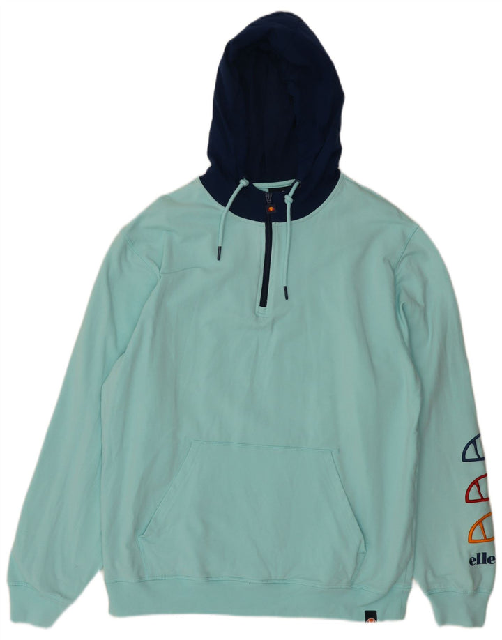 ELLESSE Мужской джемпер с капюшоном с рисунком, XL, бирюзовый, хлопок с цветными блоками