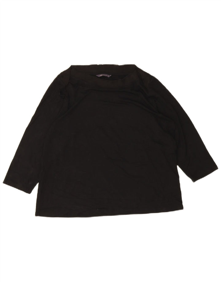 Женский топ Marks & Spencer с рукавом 3/4, Великобритания, 18 XL, черный, вискоза