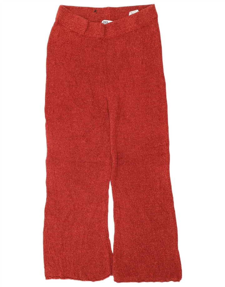 Zara Женские трикотажные укороченные брюки среднего размера W28 L24 Красный лен