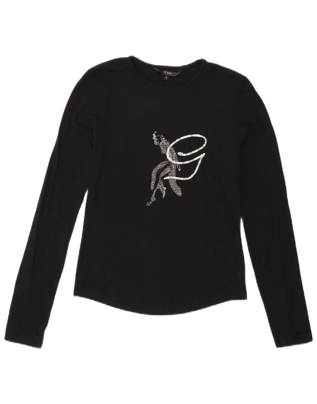 Женский топ с длинным рукавом Guess By Marciano, размер 3 XS, черный