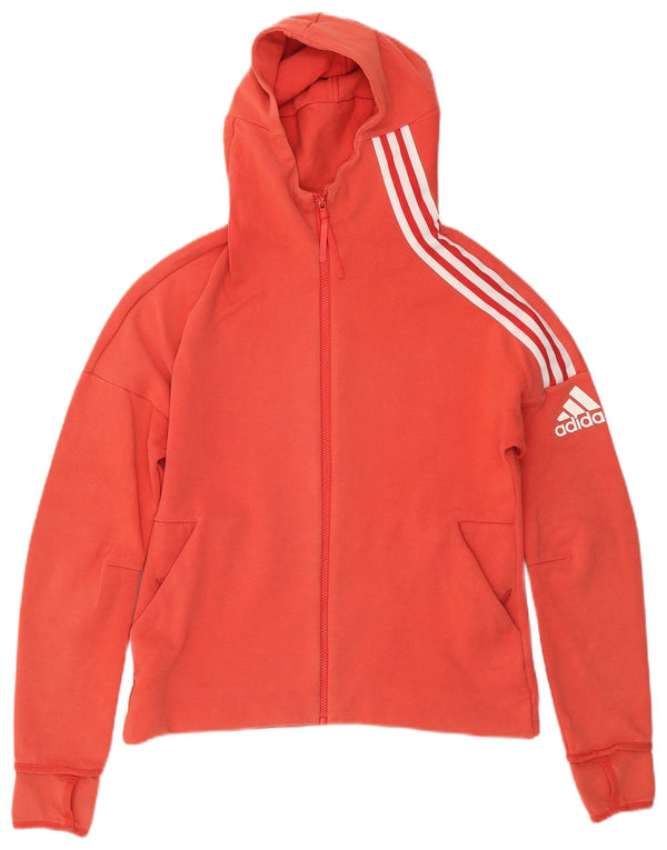 Женский свитер с капюшоном на молнии Adidas UK 16/18, большой красный хлопок