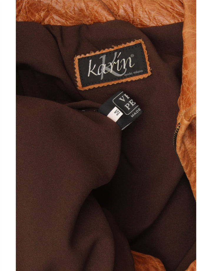 Мужская кожаная куртка свободного покроя VINTAGE UK 38, кожа среднего коричневого цвета