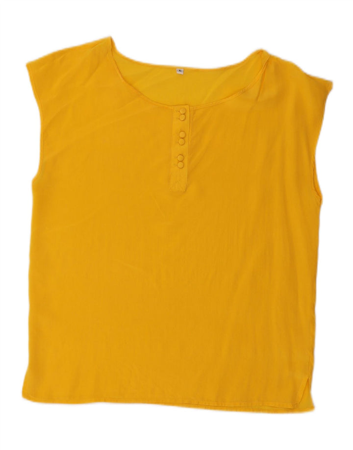 ВИНТАЖНАЯ женская блузка без рукавов, топ UK 18 XL, желтый шелк
