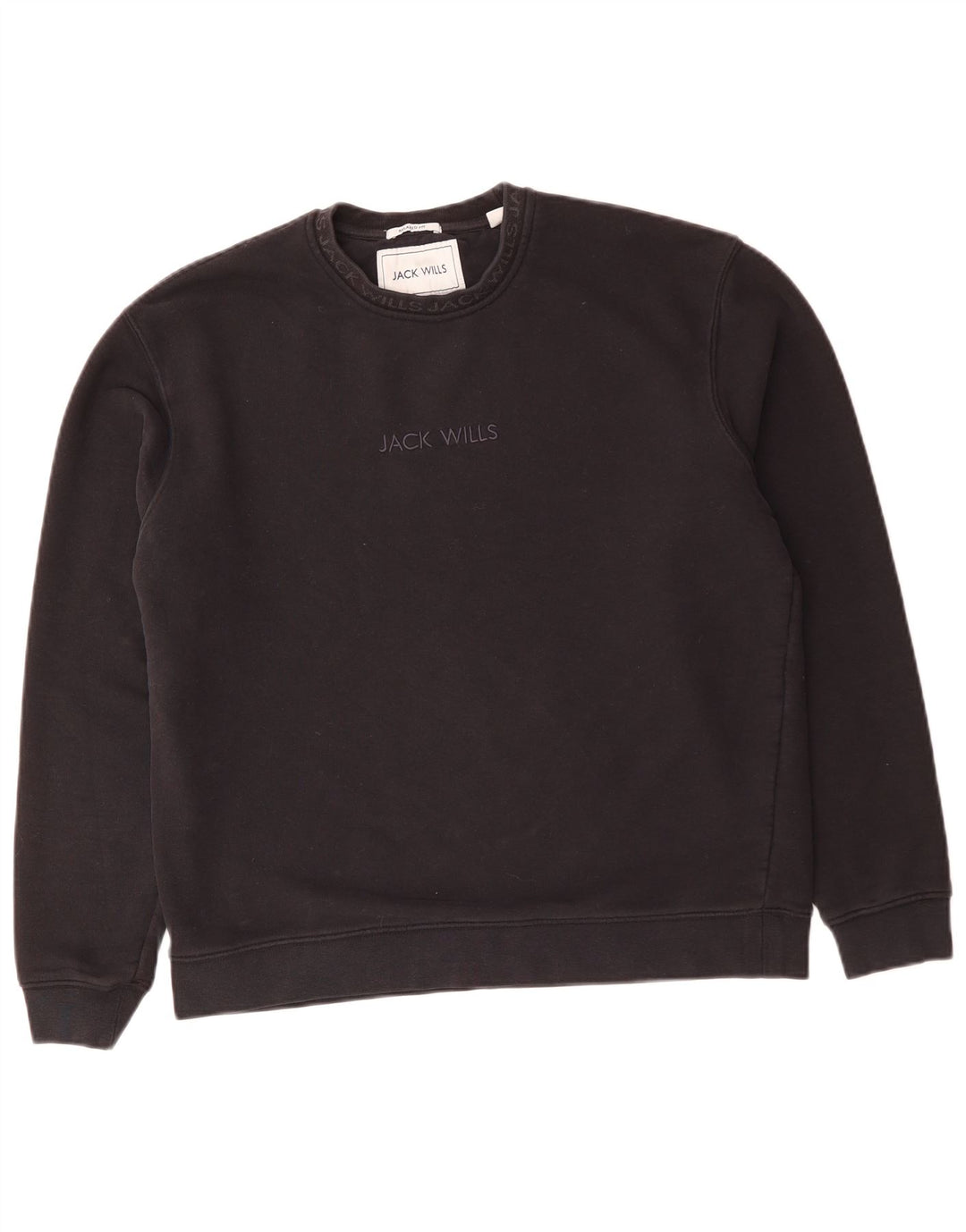 JACK WILLS Мужской свитшот свободного кроя, джемпер среднего размера, черный, хлопок