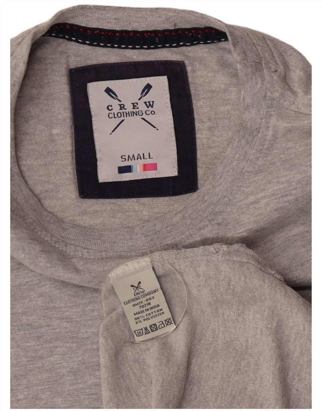 Crew Clothing Мужская футболка Top Small Серый хлопок