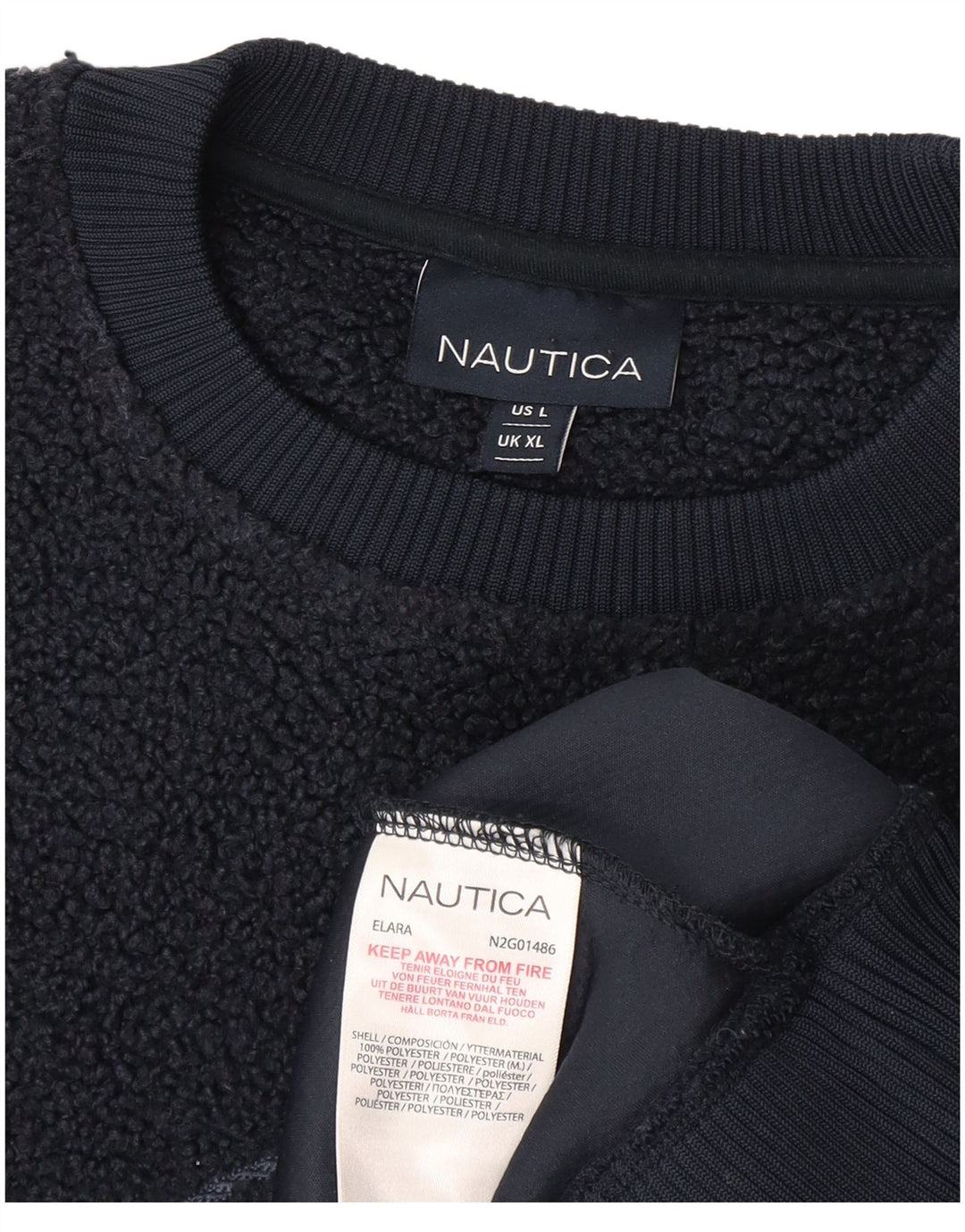 Мужской флисовый джемпер с рисунком Nautica XL, темно-синий, полиэстер