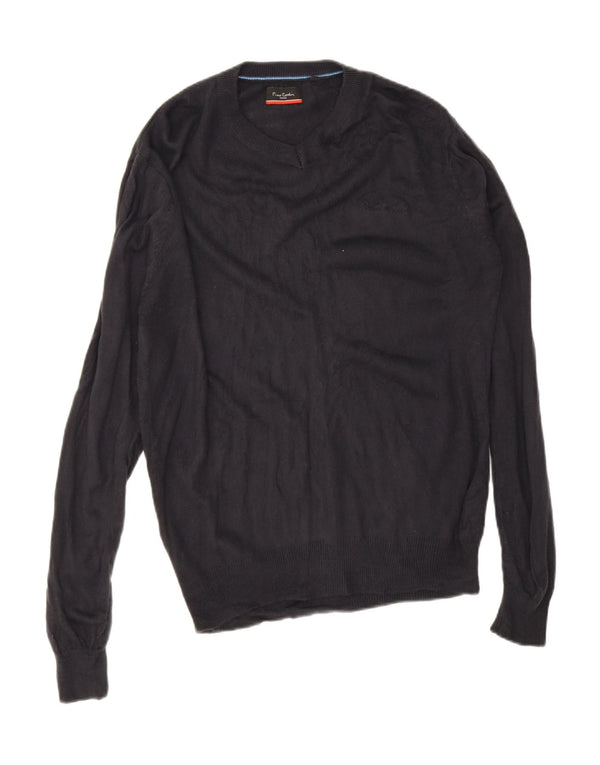 Pierre Cardin Mens V-Neck Jumper Sweater Medium Navy Blue Acrylic