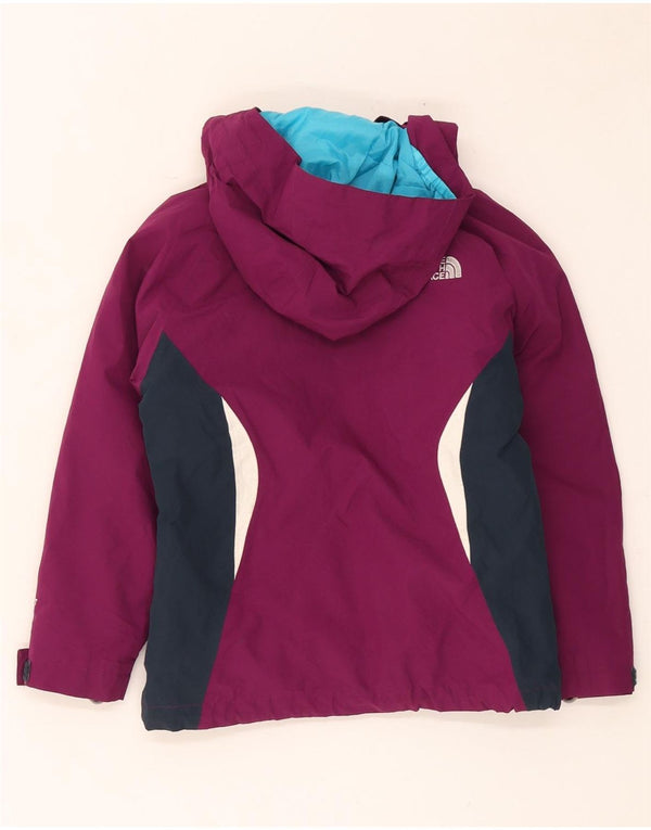 Лыжная куртка с капюшоном The North Face для девочек 5–6 лет XS, темно-бордовая с цветными блоками