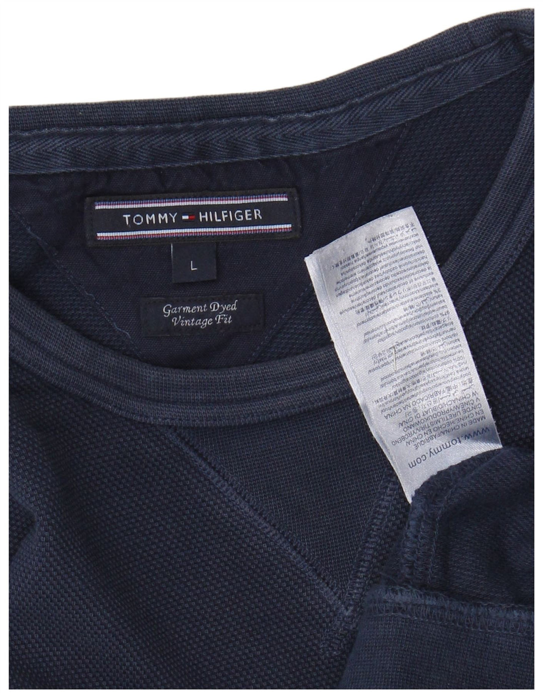 Мужской винтажный свитшот TOMMY HILFIGER, большой темно-синий хлопковый джемпер