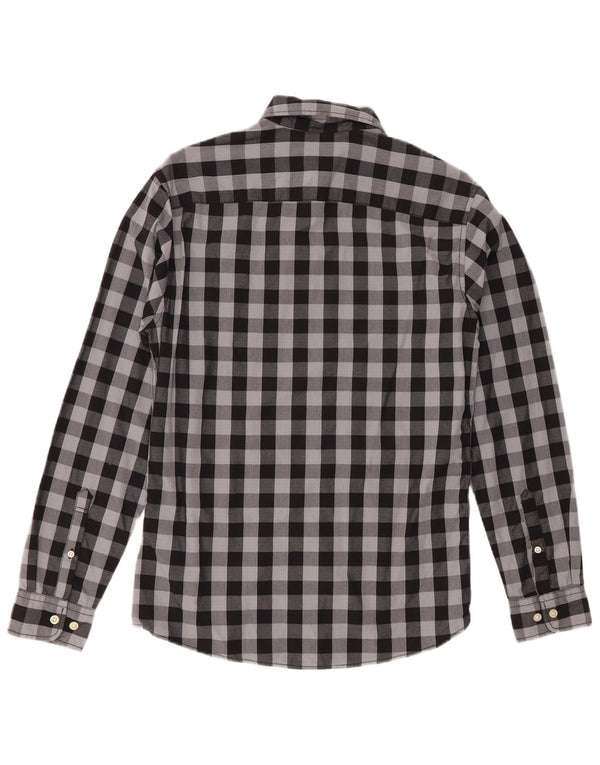Мужская рубашка Jack & Jones XS серая, хлопок в мелкую клетку
