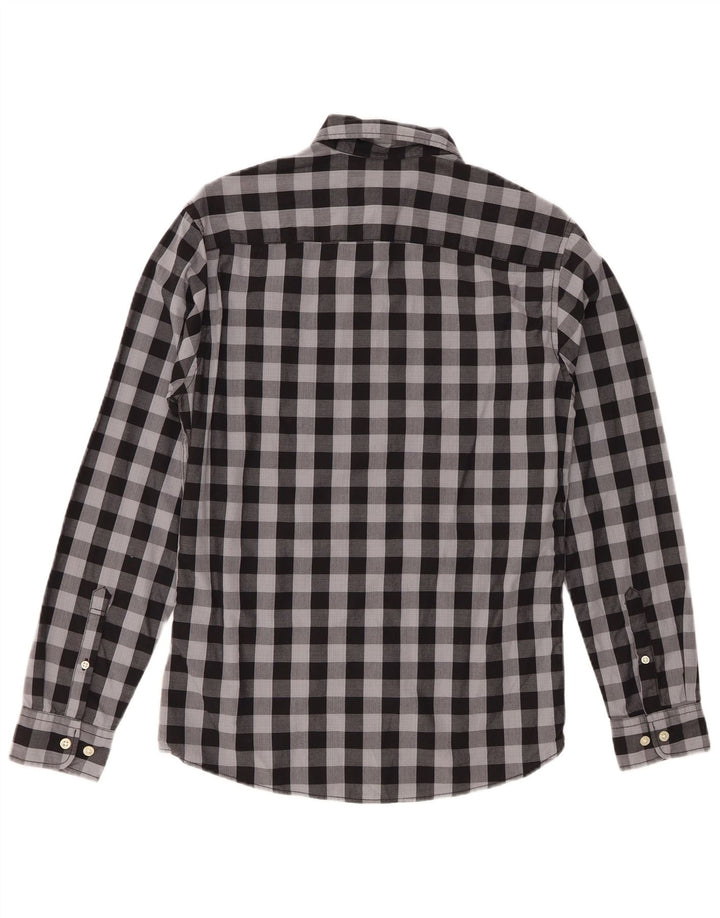 Мужская рубашка Jack & Jones XS серая, хлопок в мелкую клетку