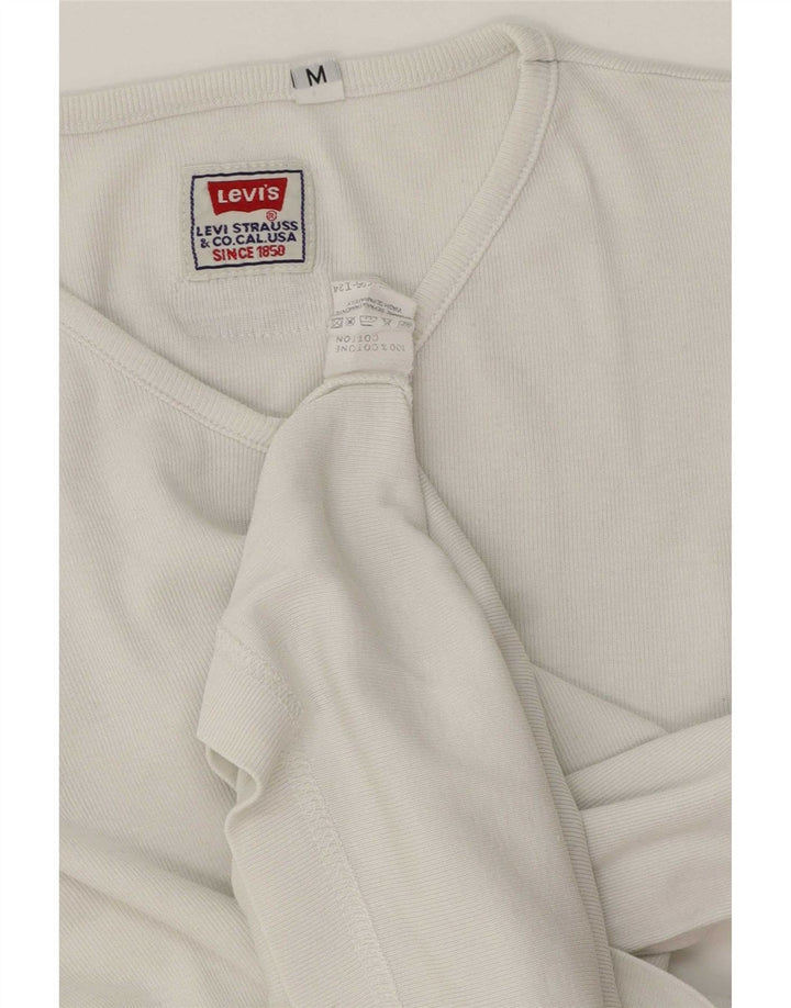 Женский топ Levi's с длинным рукавом UK 14, средний белый хлопок, хлопок