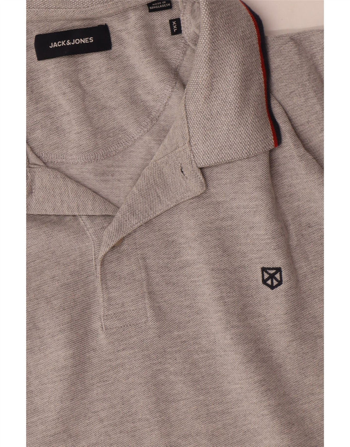 Мужская рубашка-поло Jack & Jones 2XL серая, хлопок