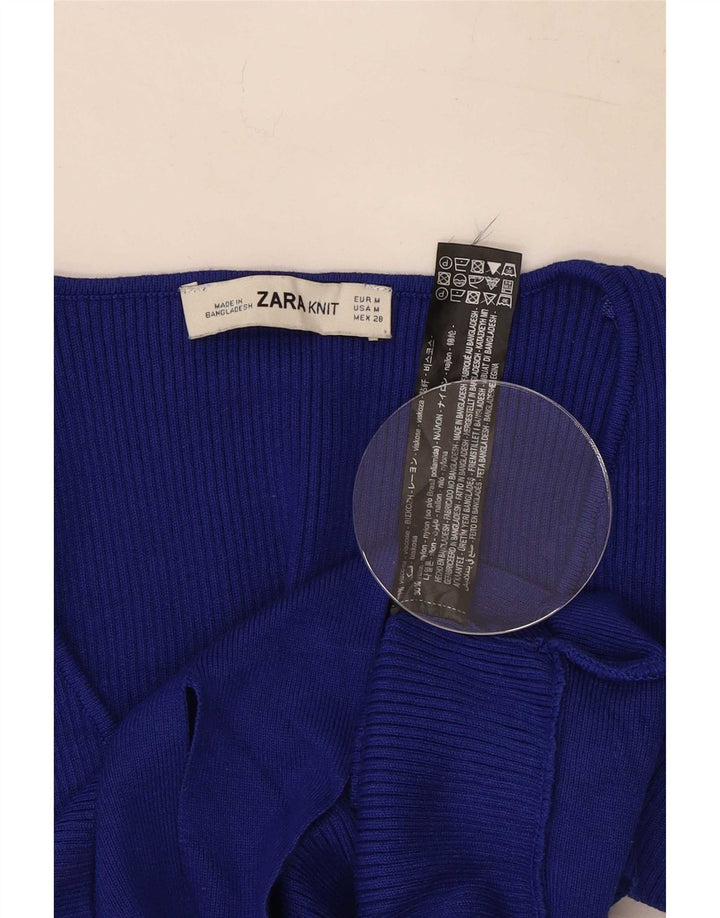 Женский укороченный топ Zara UK 12, средний синий вискоза