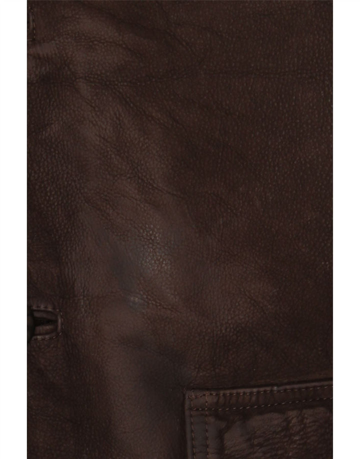 Винтажная мужская кожаная куртка IT 56 3XL Коричневая кожа