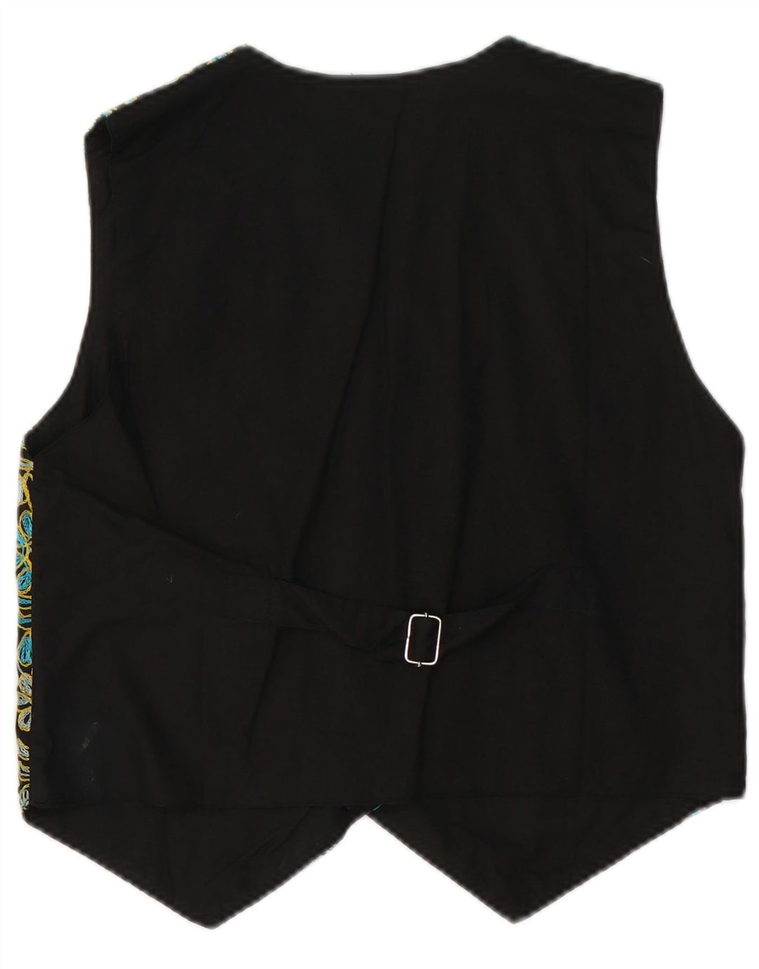 ВИНТАЖНЫЙ женский жилет UK 14, хлопковый средний черный цвет с цветочным принтом