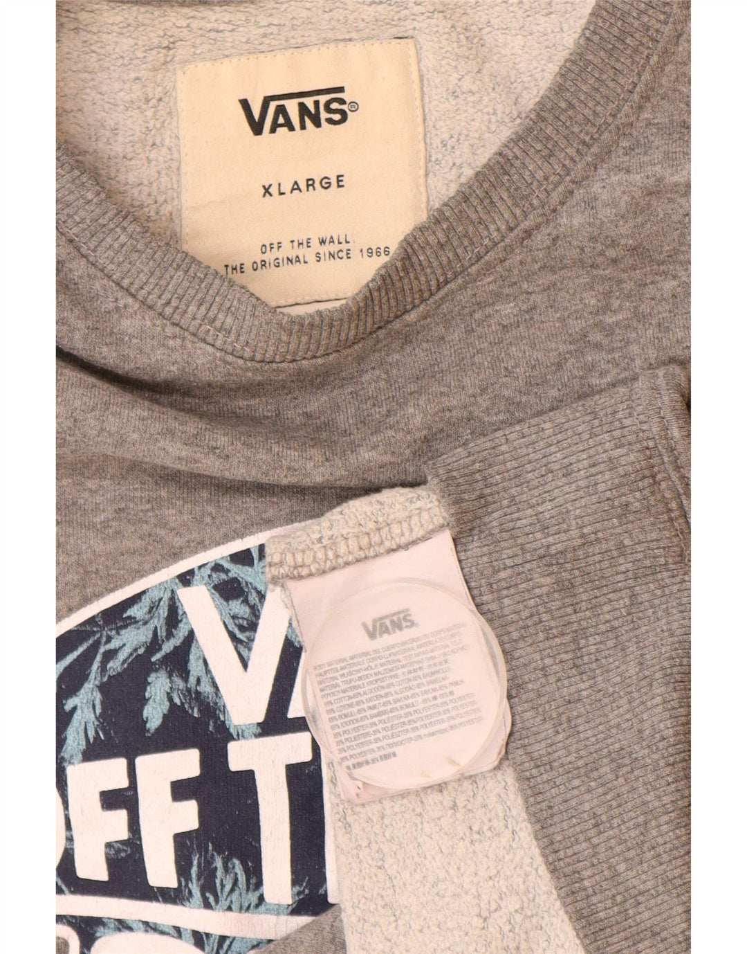 Мужской свитшот с рисунком Vans XL, серый хлопок