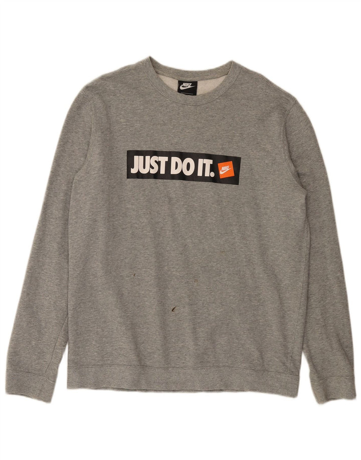 Мужской свитшот с рисунком Nike, большой серый хлопковый джемпер в крапинку