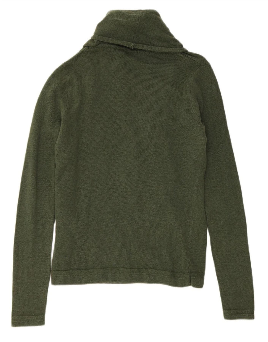 TOMMY HILFIGER Womens Shawl Neck Jumper Sweater UK 14 Medium Green Wool