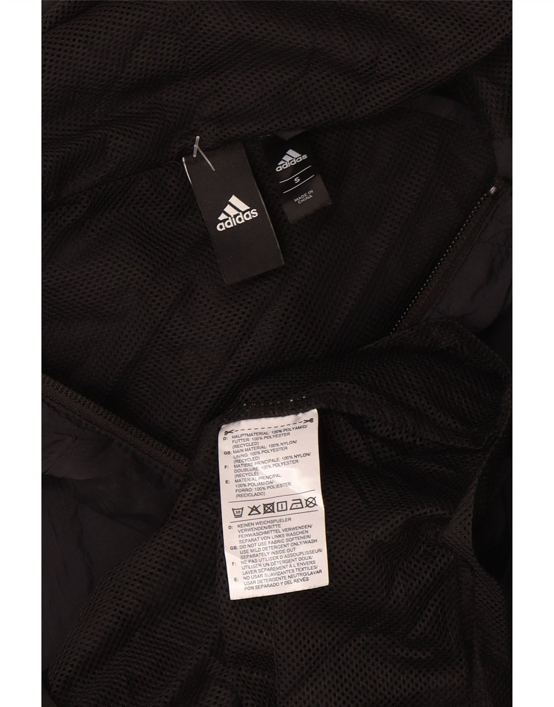 Женская куртка-дождевик Adidas с капюшоном UK 10, маленькая, черная, полиамид