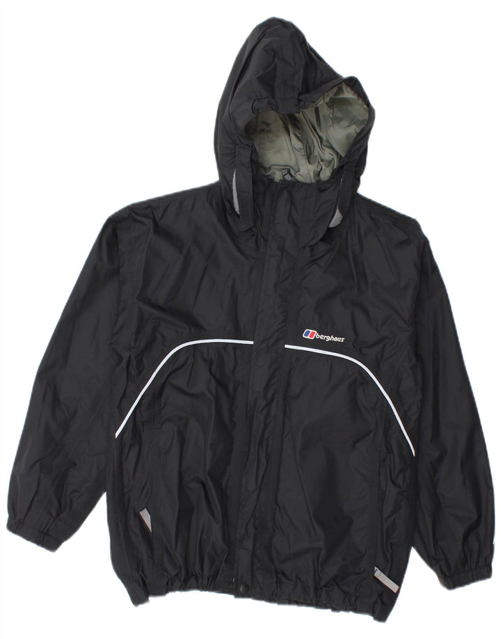 Berghaus Дождевик с капюшоном для мальчиков 9-10 лет, черный нейлон