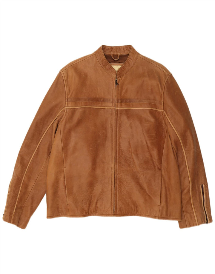 Винтажная мужская кожаная куртка UK 36, кожа среднего коричневого цвета