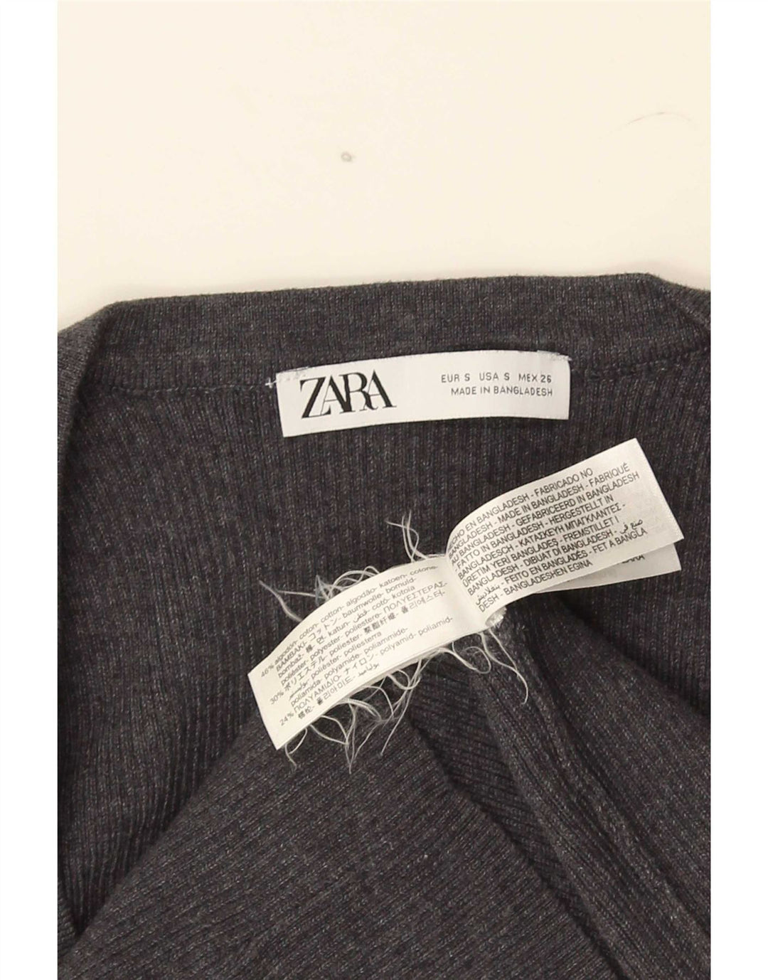 Женский укороченный топ Zara UK 8, маленький серый хлопок