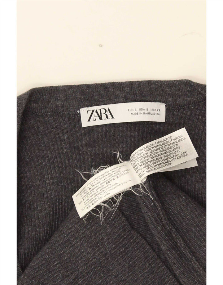 Женский укороченный топ Zara UK 8, маленький серый хлопок