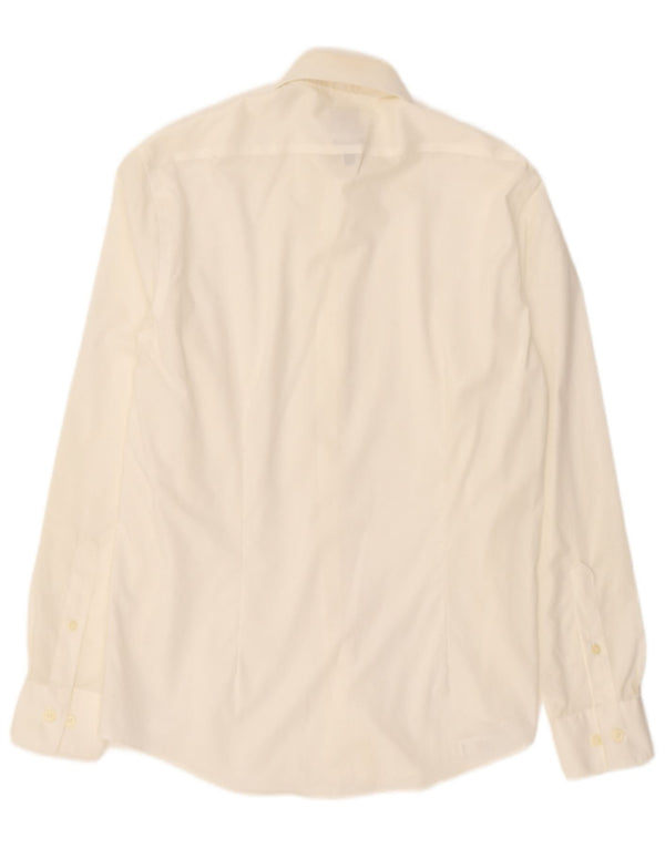 CALVIN KLEIN Mens Slim Fit Shirt Size 15 1/2 40 Medium Off White Cotton