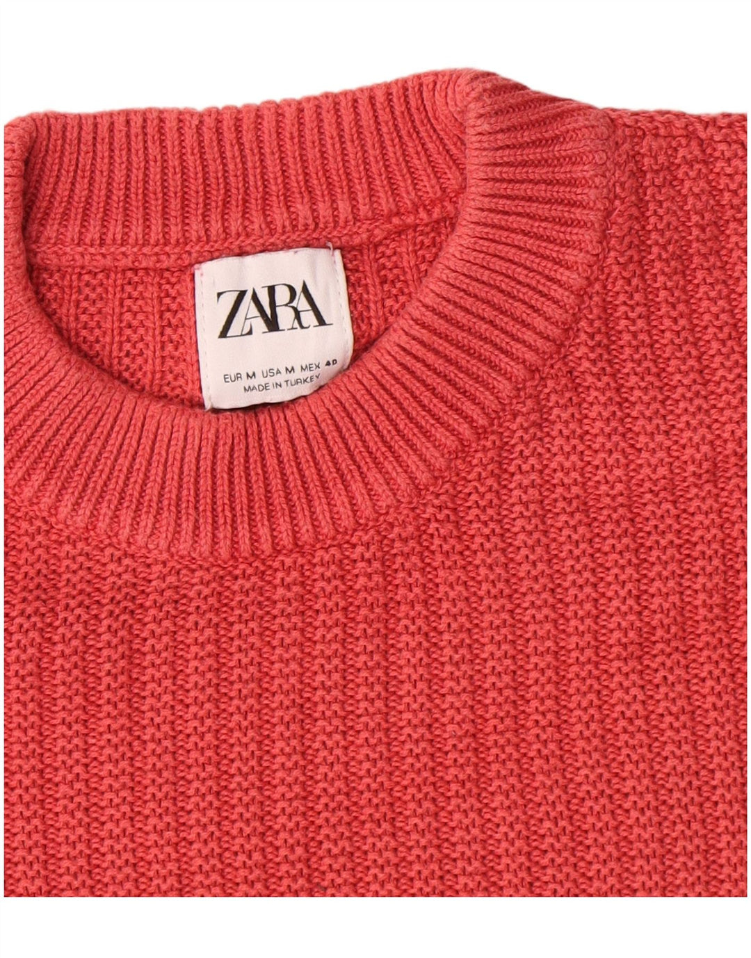 Мужской джемпер с круглым вырезом Zara, хлопковый средний красный цвет