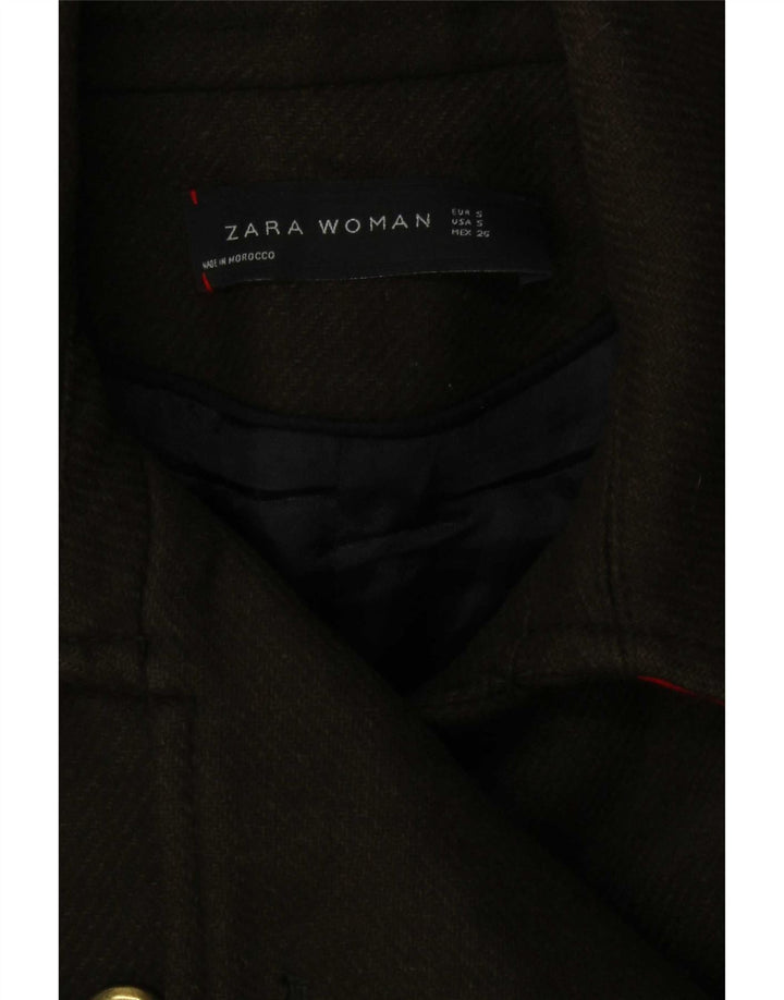 Женский двубортный пиджак Zara UK 10, маленький хаки в полоску