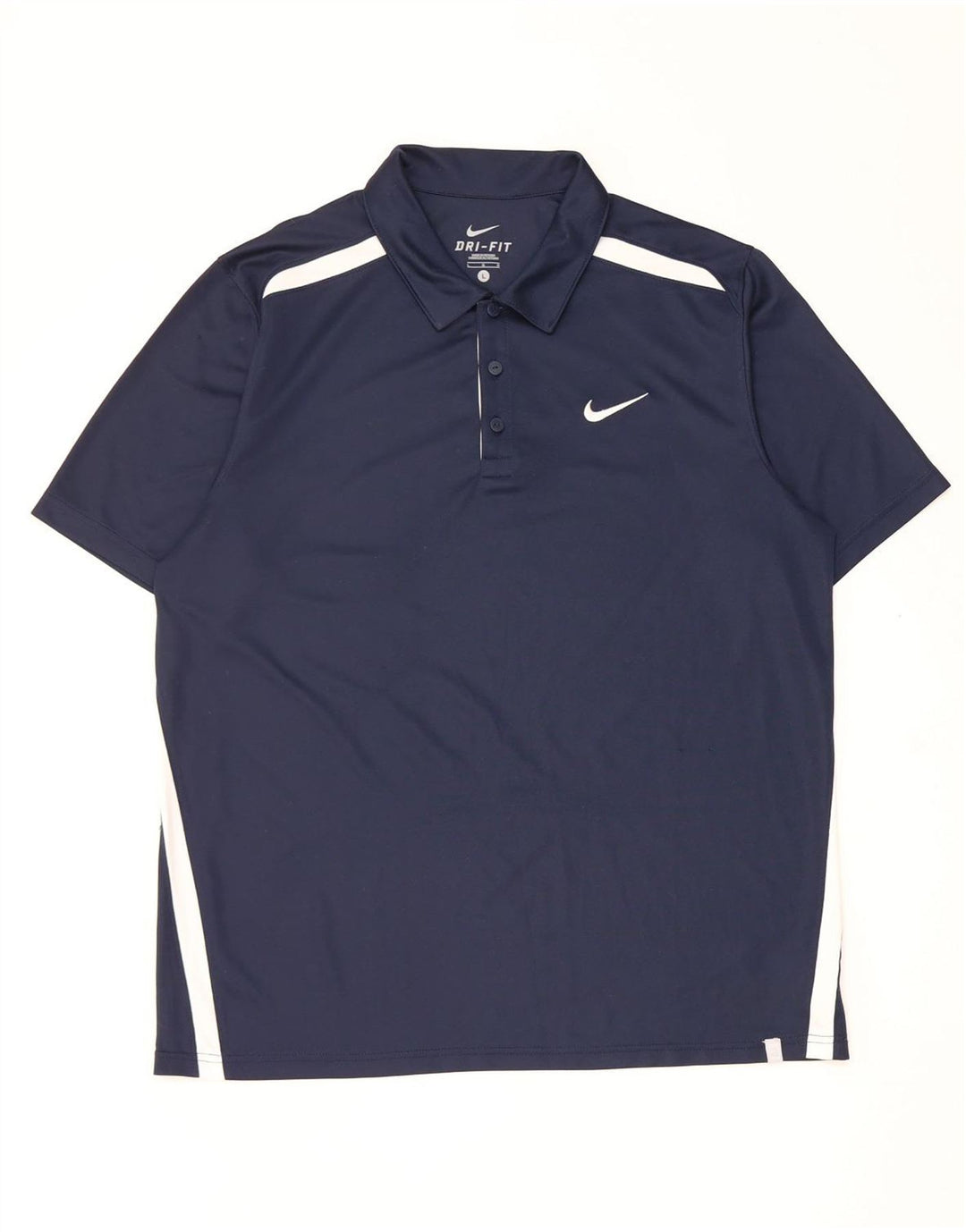 Мужская рубашка-поло Nike Dri Fit большого размера, темно-синяя, полиэстер с цветными блоками
