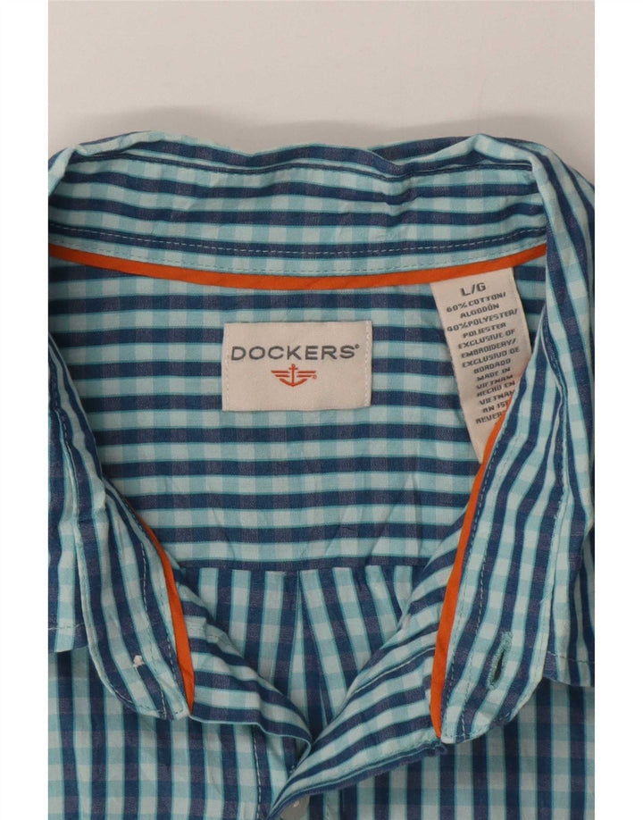 Мужская рубашка Dockers, большая синяя хлопковая клетка в мелкую клетку