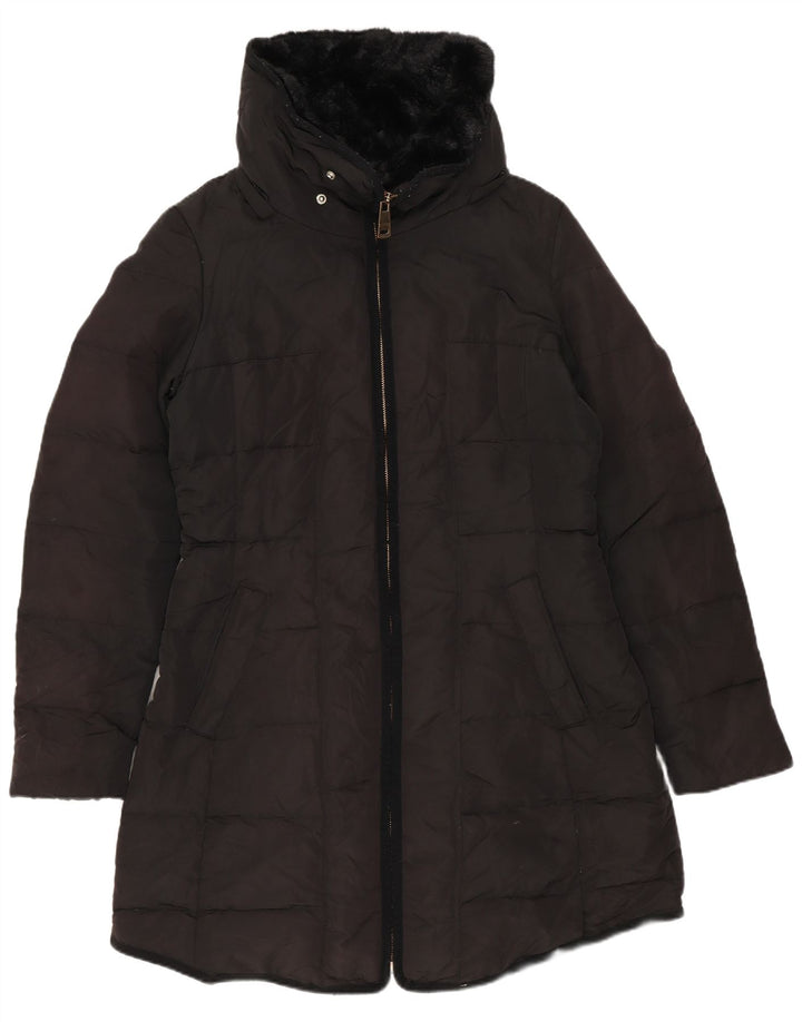 Женское стеганое пальто Zara UK 14, средний черный