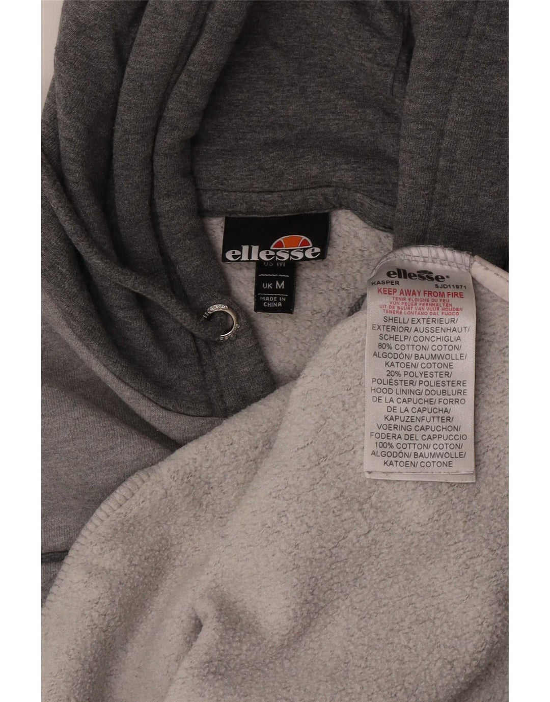 Мужской джемпер с капюшоном Ellesse среднего серого цвета, хлопок
